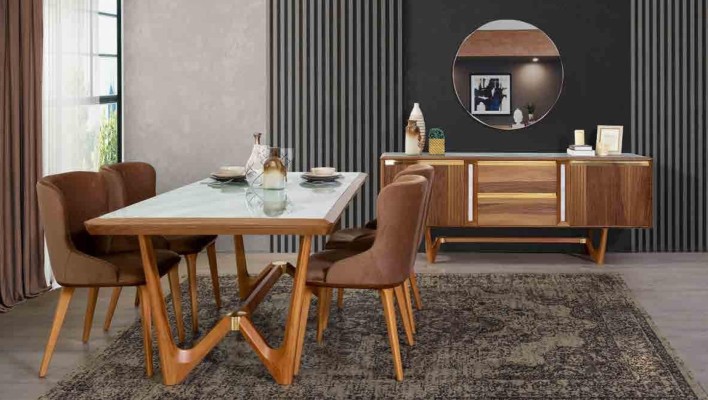 Luxus Set Esszimmer Esstisch Stuhl Tisch Tische Stühle Holz Design 5 tlg Neu