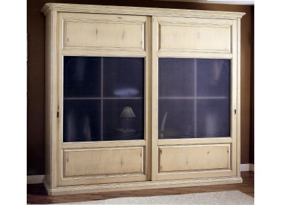 Бежевый классический гардеробный шкаф для спальной комнаты из натурального дерева