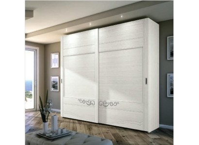 Большой гардеробный шкаф для спальной комнаты в белом цвете в современном стиле