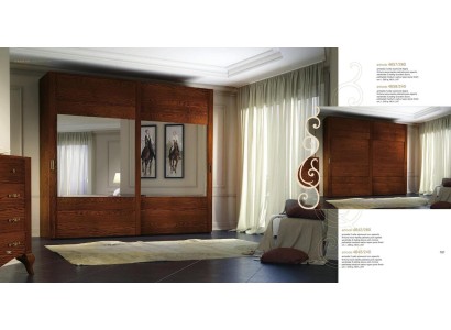 Большой современный шкаф с зеркалом для спальной комнаты коричневого цвета