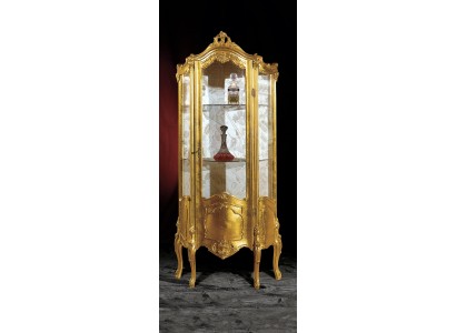 Goldene Holz Vitrine Schrank Glas Schränke Regal Vitrinen Italienische Möbel neu