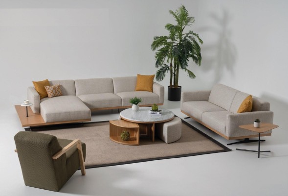 Wohnlandschaft Eckgarnitur L-form Couch Polster Stoff Ecksofa