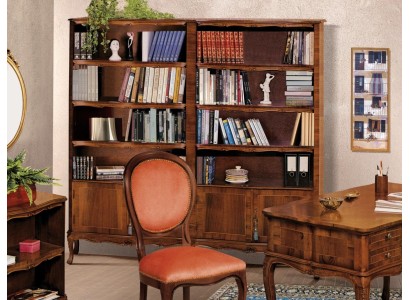 Элегантный вместительный книжный шкаф стеллаж в классическом итальянском стиле для кабинета 
