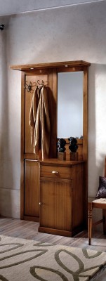Деревянная вешалка для одежды с итальянским зеркалом