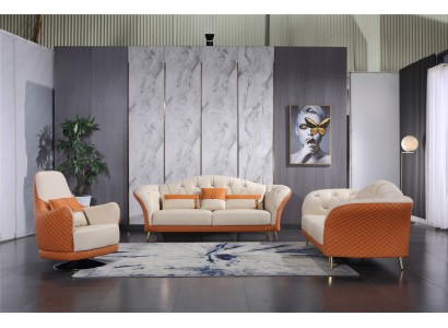 Диванный гарнитур состоящий из 3-х местного, 2-х местного дивана и мягкого дизайнерского кресла