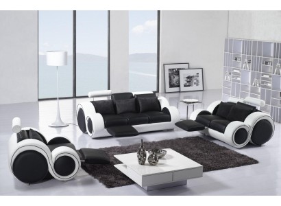 Дизайнерский диванный гарнитур из кожаного дивана и кресла