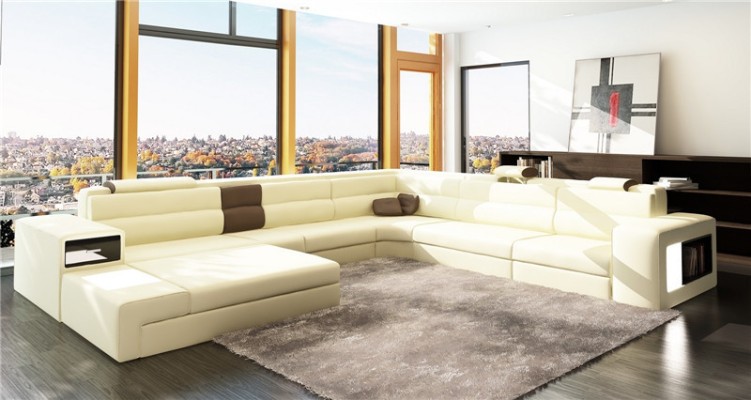 Couch Wohnlandschaft Eck Garnitur Design Modern Sofa U-Form Leder