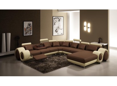 Большой дизайнерский угловой диван U-формы в современном стиле из натуральной кожи