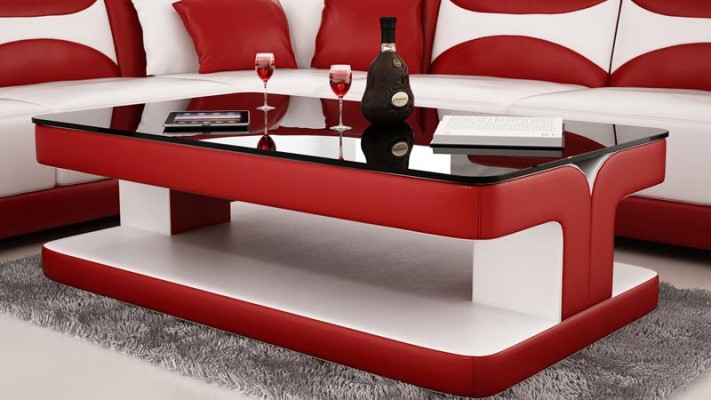 Moderner Leder Couchtisch Tisch Moderner Glastisch Design Tische Glas