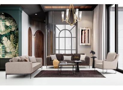 Изысканный диванный гарнитур 2+2+1 в современном итальянском стиле для гостиной комнаты