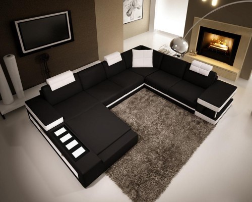 Design Ecken Big XXL Polster Eck Sofa Couch Leder Sofas Garnitur