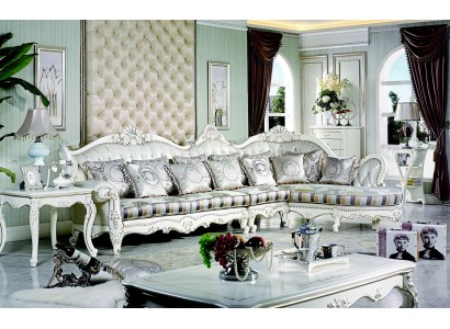 Большой угловой диван честерфилд оливкового цвета в классическом стиле