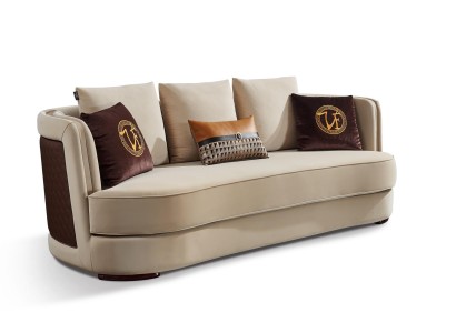 Современный изысканный диванный гарнитур 3+1+1 с золотыми элементами 