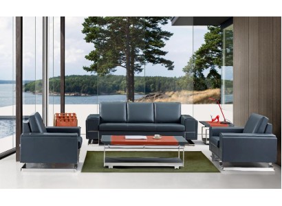 Современный диванный гарнитур 3+1+1 состоящий из 4-х частей в сером цвете с оригинальным дизайном