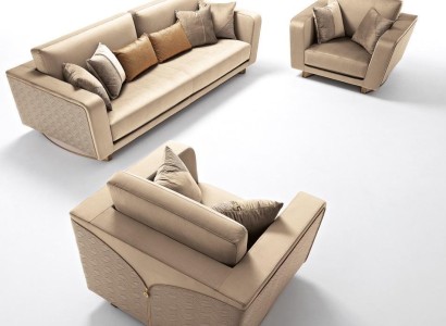 Sofagarnitur 311 Sitzer Set Design Sofa Polster Couchen Leder Italienische Möbel