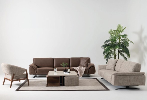 Luxus Wohnlandschaft Dreisitzer Sofa Bequeme Couchen Möbel braun