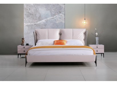 Bett Leder 2x Nachttisch 3 tlg Schlafzimmer Set Möbel Modern Luxus Betten