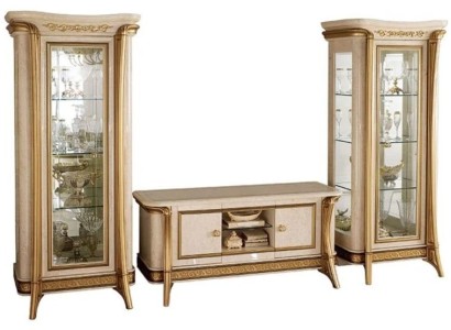 Wohnzimmer Sideboard 2x Vitrine 3tlg. Wohnwand Möbel arredoclassic Set Design