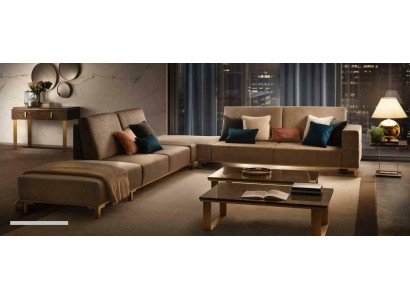 Wohnlandschaft Couch Polster Textil Stoff Leder Sitz Garnitur Eck Ecksofa L-Form