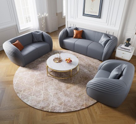 Luxus Sofagarnitur 322 Sitzer mit Möbel Couch Ledersofa Textil Gruppe Sofas Set