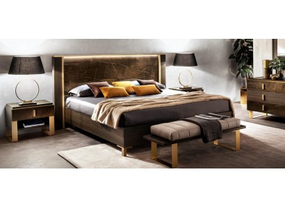 Design Schlafzimmer 3tlg. Leder Bett 2x Nachttisch Klassischer Luxus Betten Set