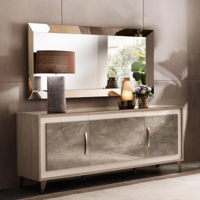 Buffet Anrichte Kommode Spiegel 2tlg Kommoden Holz Möbel Sideboard arredoclassic