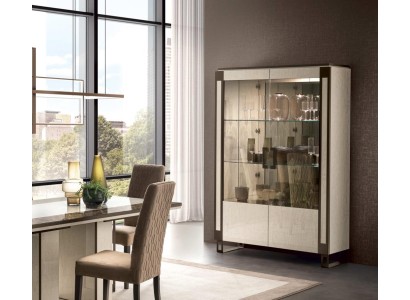 Vitrine 2 Tür Schrank Vitrinen Wohnzimmer Schränke Design Schrank Möbel Glas Neu