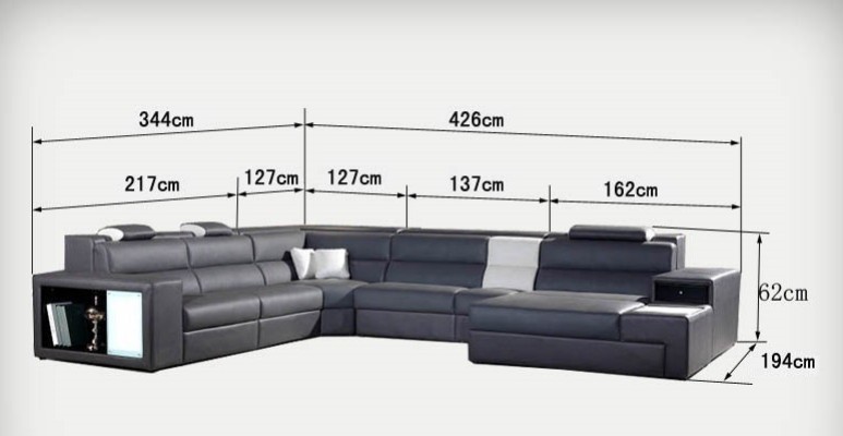 Ecksofa mit Beleuchtung & USB Anschluss Moder Leder Wohnlandschaft Sofa Polster