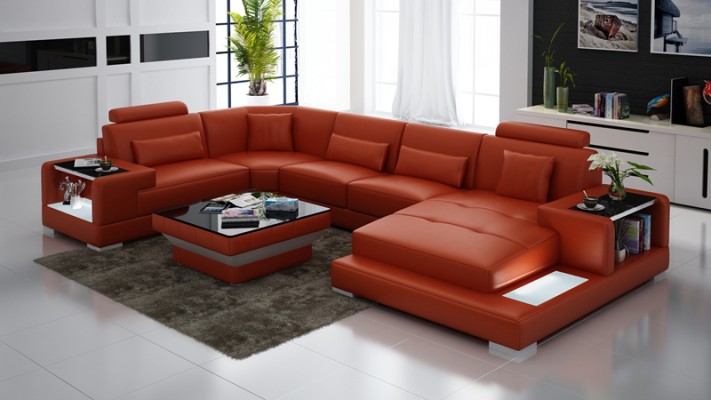 Leder Sofa Couch Polster Eck Designer Garnitur Wohnlandschaft Garnituren Eck Neu