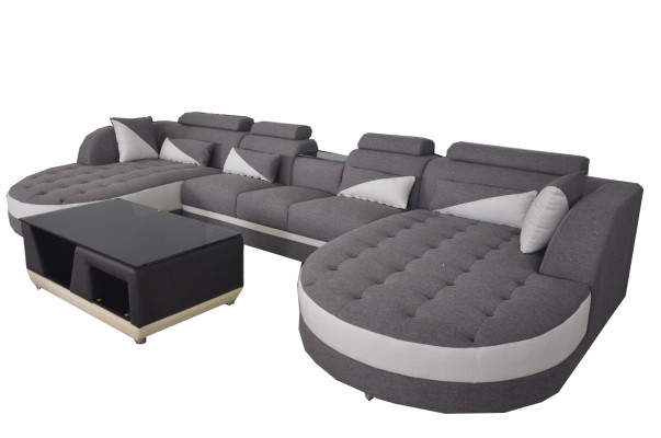 Corner sofa Design Corner suite Corner sofa Sofa Living landscape Couch Upholstery Table USB