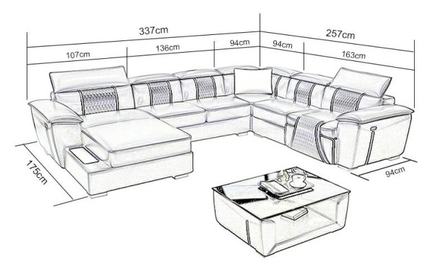 Ecksofa Wohnlandschaft Sofa Couch Polster Leder Design Relax Multifunktion UForm