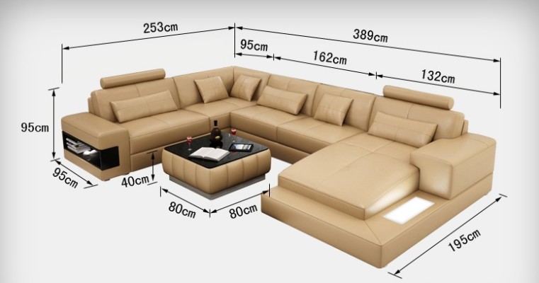 XXL Ledersofa mit USB,Wohnlandschaft Ecksofa Design Sofa Garnitur Eckcouch Neu