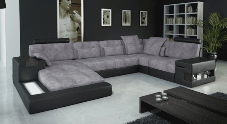 Designsofa Wohnlanschaft Ecksofa Sofa Couch U Form Leder Textil Neu Bellini Grau