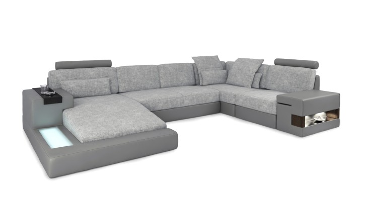 Designsofa Wohnlanschaft Ecksofa Sofa Couch U Form Leder Textil Neu Bellini Grau