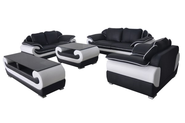 Leder Modern XXL Couch Wohnlandschaft Ledersofa Sofa Garnitur 3+2+1 D04 + Tisch