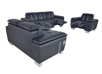 Sofagarnitur Ledergarnitur Couch Design Sofa Polster Komplett Set 3+2+1 mit USB