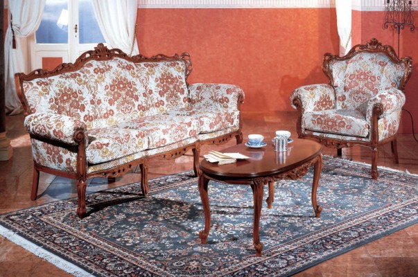 Italienische Sofagarnitur Klassische Sofa Couch Set Couchtisch 3tlg. Garnitur