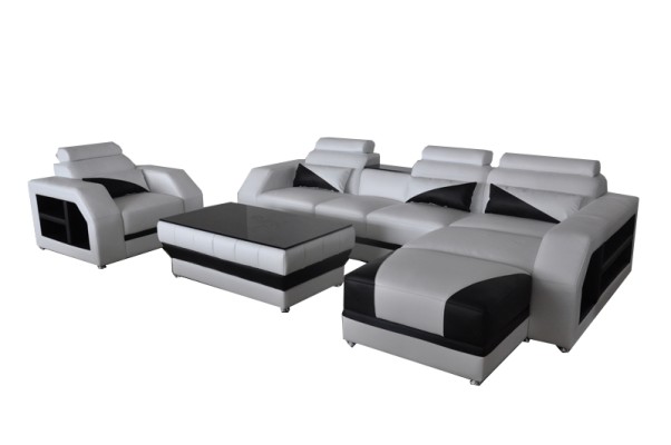 Sofa Garnitur Polster Sitz Set Eck Sessel Leder Sofas Sessel Tisch Couch