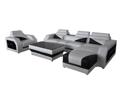 Sofa Garnitur Polster Sitz Set Eck Sessel Leder Sofas Sessel Tisch Couch