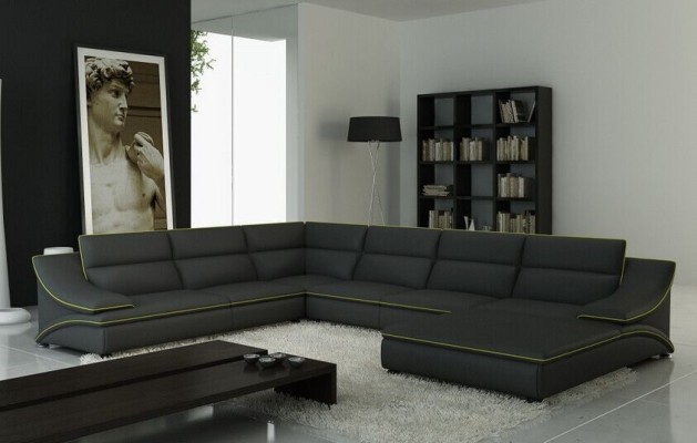 Ledersofa Couch Wohnlandschaft Ecksofa Eck Garnitur Design Modern Sofa