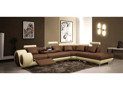 L образный кожаный современный диван в дизайнерском стиле