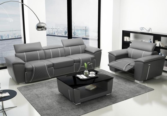 Sofagarnitur Couch Polster Sofa 3+3 Komplett Set Design Leder 2tlg. Garnituren