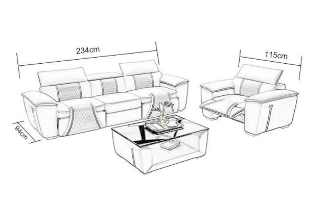 Sofagarnitur Couch Polster Sofa 3+3 Komplett Set Design Leder 2tlg. Garnituren