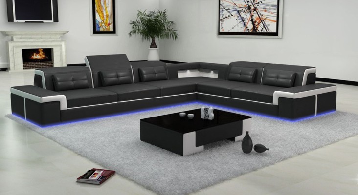 Sofa Eckcouch Polster Wohnzimmer design Ecksofa LForm Wohnlandschaft USB + LED