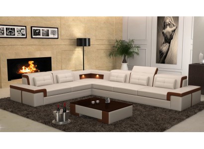 L образный угловой диван в отличном дизайне из качественной кожи