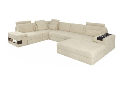 Белый дизайнерский угловой диван с табуретом для гостиной 
