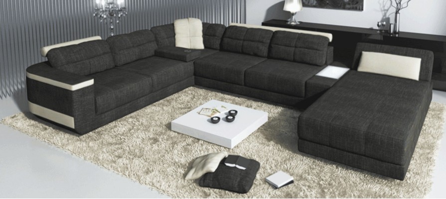 Designer U-Form Ecksofa XXL Wohnlandschaft Sofa Couch Polster Sofa Ecke Neu