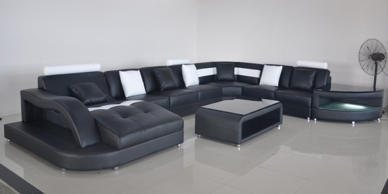 Ecksofa U-Form Wohnlandschaft Sofa Couch Polster Ecke Stoff Sofas Möbel Leder