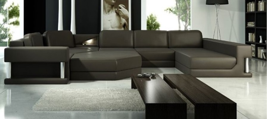 Sofas Wohnlandschaft Design Ecksofa Leder Neu U Form Sofa Couch Polster Couchen