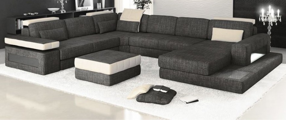 Corner sofa Couch Design Upholstery Textile new Living landscape U-shape Bed function Fabric